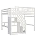 Etagenbett 140x200, Kinderbett Hochbett mit Treppe und Aufbewahrungsschrank, Funktionsbett Doppelbett Stockbett Spielbett Kinderhochbett Jugendhochbett mit Lattenrost, Massivholz, Ohne Matratze, Weiß