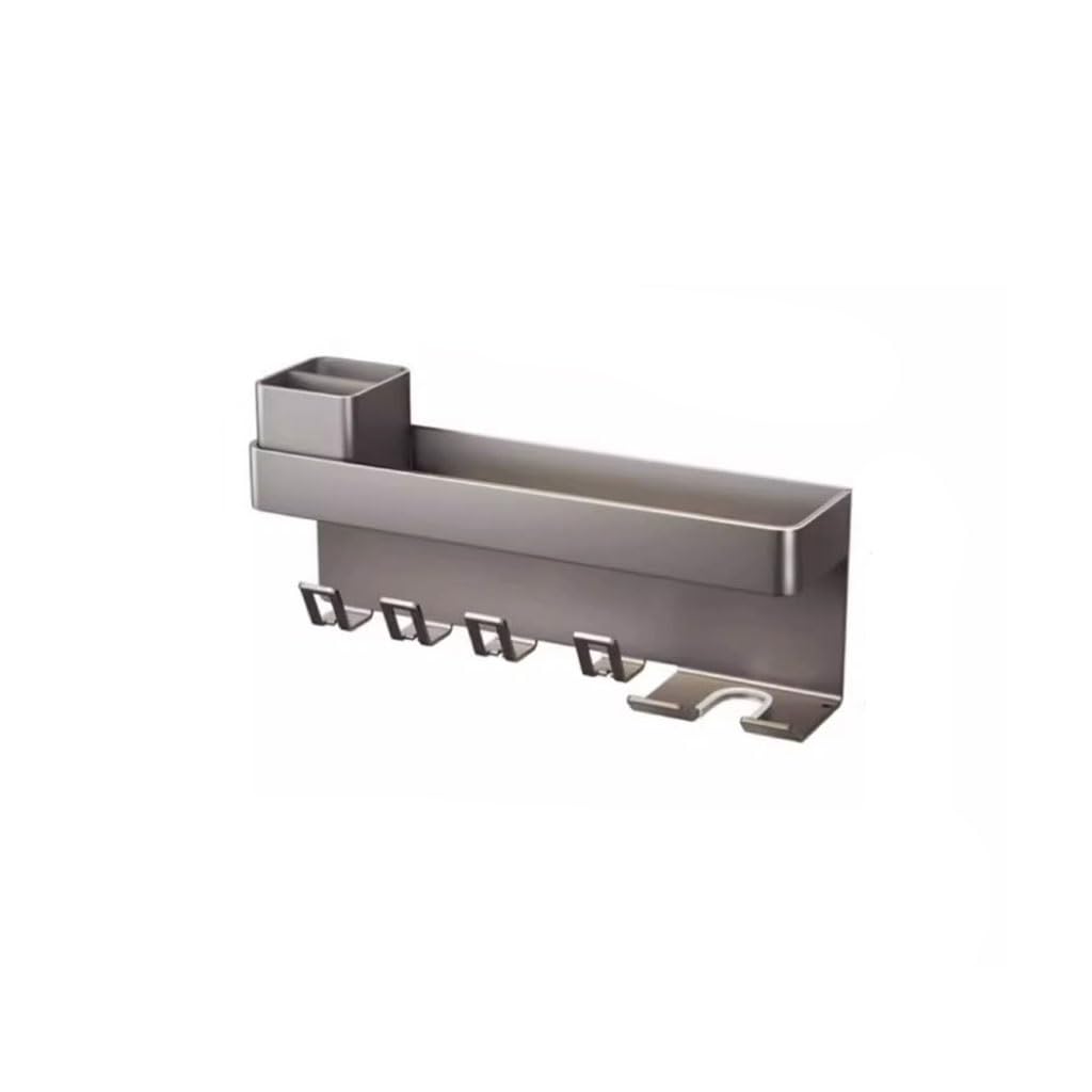 Soporte de Aluminio for Pasta de Dientes, Soporte de Pared for cepillos de Dientes, Estante de Almacenamiento de cosméticos, Puede Contener secador de Pelo