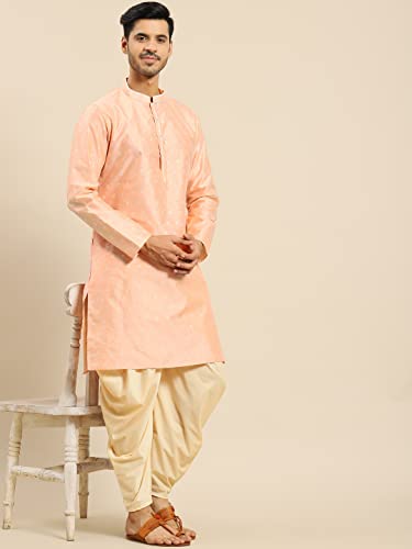 Image of Men's Navy Blue Cotton Festive Wear Regular Fit Woven Design Kurta | Indian Wedding Wear Kurta | Festive Ethnic Kurta