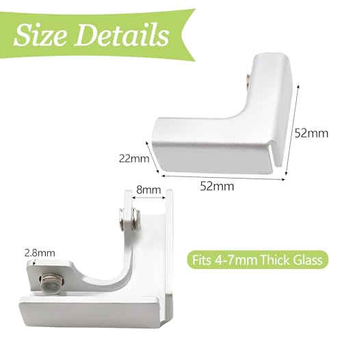 UFURMATE Aluminiumlegierung Glasklemme, 4 Stück, 90 Grad Einstellbar für Aquarien, Glas-Windschutz, Glas-Vitrine, 4-7 mm Dicke