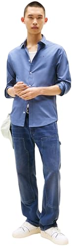 Tommy Jeans Herren Hemd Original Stretch Langarm, Blau (Blue Moment), S – Ansicht 3