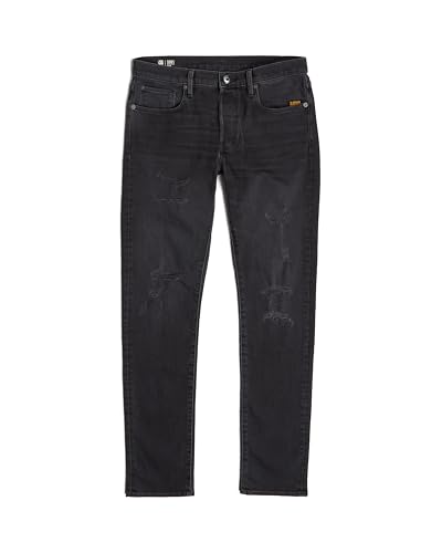 G-STAR Men's 3301 Slim Jeans, Multicolor (Worn In Ripped Grey Sacramento 51001-b479-h468), 35W x 32L4