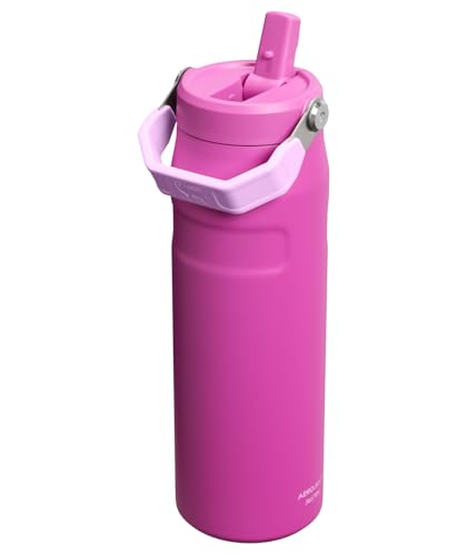 Image of Stanley IceFlow Flip Straw 2.0 Water Bottle 24 OZ | Built-In Straw with Larger Opening | Lightweight & Leak-Resistant | Insulated Stainless Steel | BPA-Free | Dark Blossom