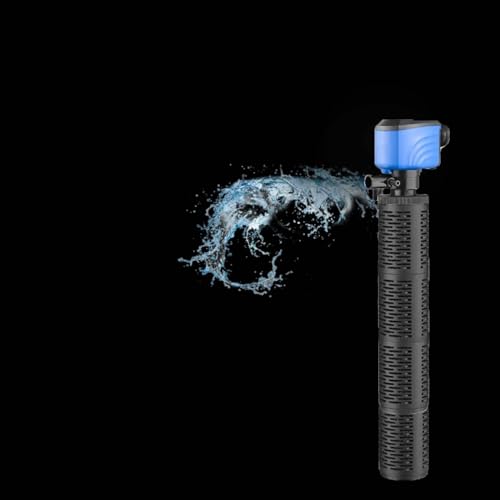 Image of Fish Tank Filter - Silent Internal Aquarium Filter for Clean Water, Air Pump, and Waves - Biochemical Filtration for Healthy Fish and Turtles (45W-3000L /H, Black)