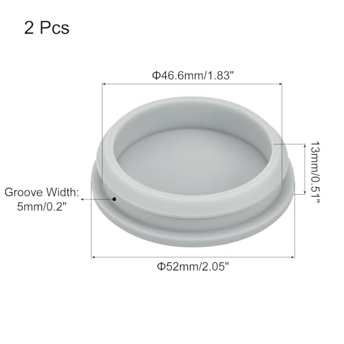 Image of MECCANIXITY 2pcs Silicone Snap in Locking Hole Plugs,46.6mm /1.8 Inch Mounting Diameter Narrow Groove Width 5mm Panel Seal Cover Round for Kitchen Bulkheads Waterproof Sealing Plugs Grey