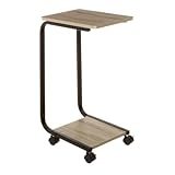 Beistelltisch mit Rollen aus PB und Metall in Natur und Schwarz, 30 x 29 x 119 cm