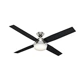 Hunter Dempsey Indoor Ceiling Fan with LED Light and Remote Control, 60", Brushed Nickel