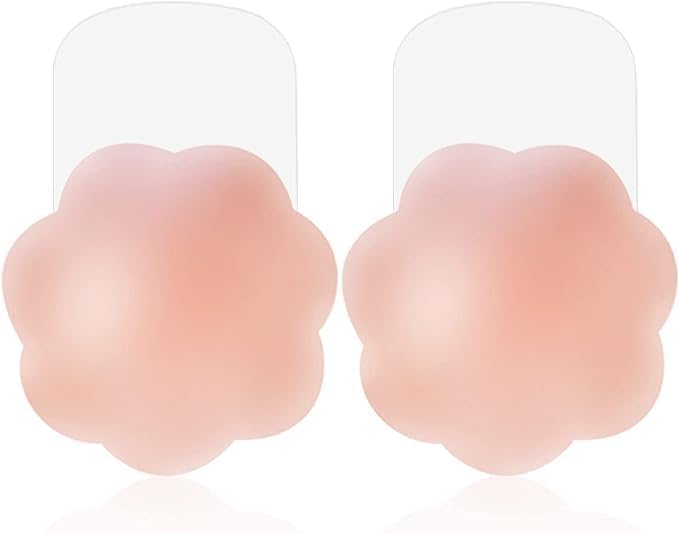 Silicone Lift Flower Nipple Cover, Cup Breast Lift Pasties Nipple Stickers Covers Adhesive Reusable Large Sticky Nipple Covers, Invisible Pasties Petals for Women Sticky Nipple Pads (1 PAIR)-image-18