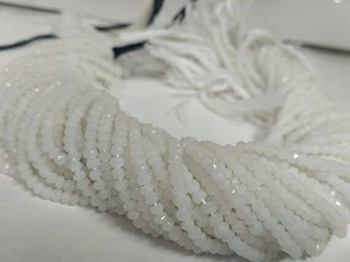 Perles facettées agate blanche 3-3.5mm fil 13 pouces pour création bijoux