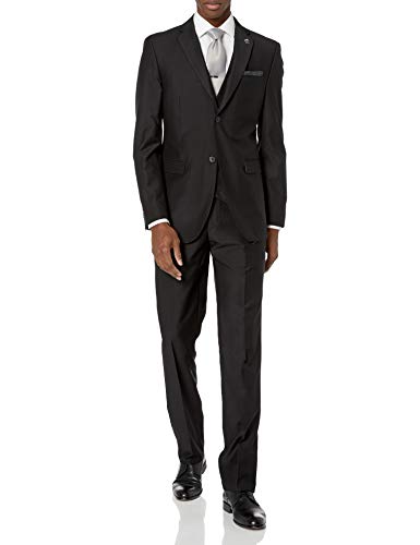 STACY ADAMS Men's Bud Vested Slim Fit Suit, Black, 42 Long