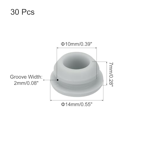 Image of MECCANIXITY 30pcs Silicone Snap in Locking Hole Plugs,10mm /0.4 Inch Mounting Diameter Narrow Groove Width 2mm Panel Seal Cover Round for Kitchen Bulkheads Waterproof Sealing Plugs Grey