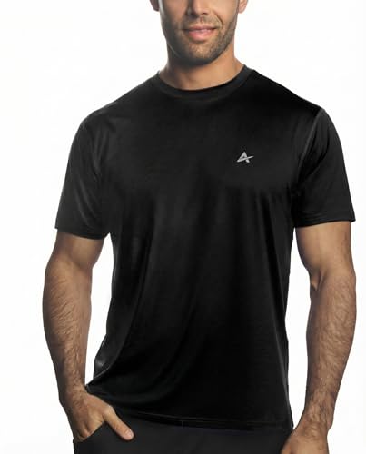 Arctic Cool Men s Crew Neck Cooling T-Shirt Sweat-Activated Moisture Wicking Performance Tee for Hot Weather, Outdoor Work & Training, Cool Black, L