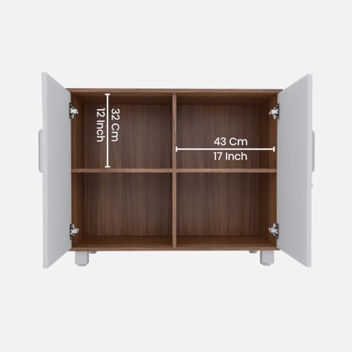 Image of NEUDOT Ronald Filo 2 Door Multipurpose Cabine | Engineered Wood | Bookshelf | Organiser | Cupboard | Almari | Wardrobe for Home | Kitchen | Office | Living Room | 12 Month Warranty | Leon Teak