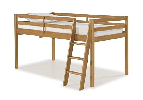 Alaterre Furniture Roxy Twin Junior Loft Bed, Cinnamon elevada, Madera de Pino Metal, Canela, Gemelos, Cama Individual