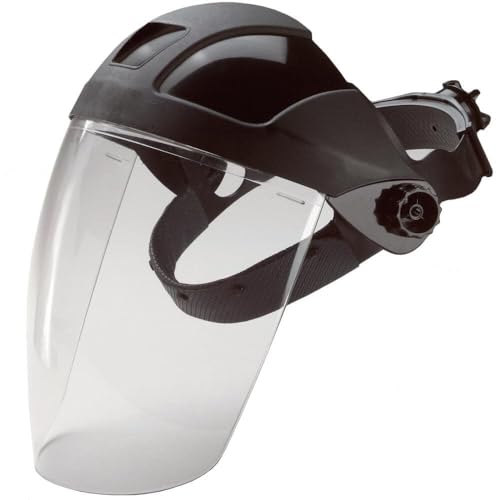 E12 Deluxe Headgear System with Clear Polycarbonate Face Shield, Black. 1 per box.