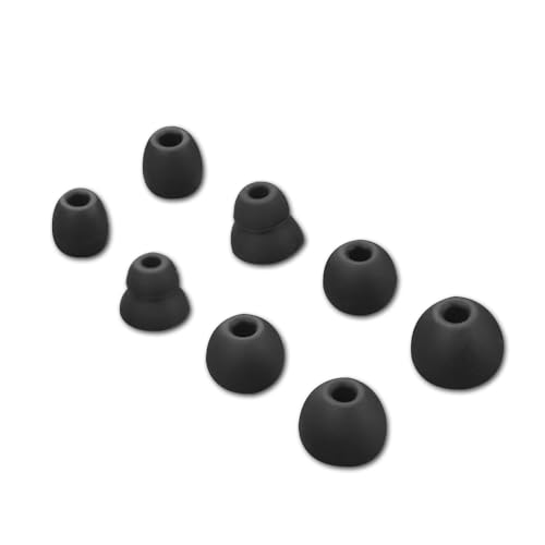 4 Pares Almohadillas de Repuesto Compatible con Beats Powerbeats Pro/Powerbeats 3/Powerbeats 4, 8 Puntas de Silicona para 4mm Auriculares Internos, 4 tamaños (Negro)