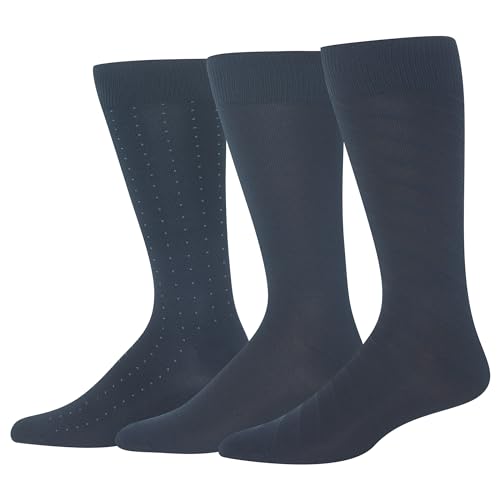 Chaps Men's Super Soft Dress Crew Socks-3 Pair Pack-Patterns and Textures2