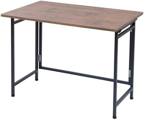 （06:30時点） 山善(YAMAZEN) デスク 折りたたみ パソコンデスク コンパクト アジャスター付 完成品 幅90×奥行60×高さ70cm PCデスク 机 アンティークブラウン/ブラック CPST-9060(ABR/SBK)