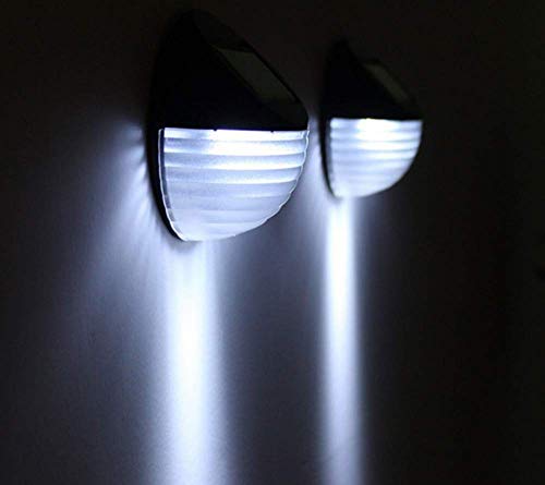 Lxcom Lighting Solar Powered Wall Lights 4 Pack Solar Power Fence Lights Outdoor Solar Stair Lights 2 Led Step Light Wall Mount Garden Path Step Lights For Garden Fence Walkways Stairways Path Pathway #TOP6