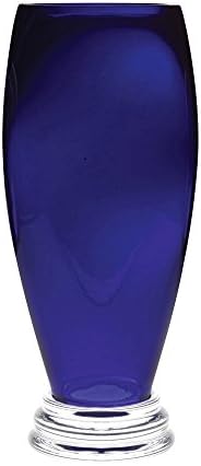 Barski - Handmade Glass - Footed Round Vase - Cobalt - 12" H (12 Inches High) Made in Europe