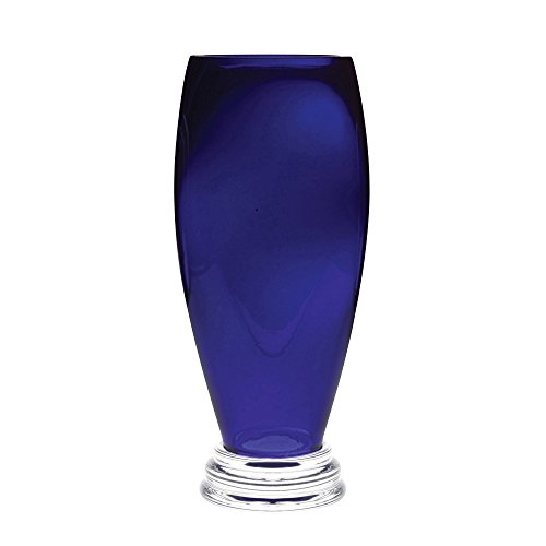 Barski - Handmade Glass - Footed Round Vase - Cobalt - 12" H (12 Inches High) Made In Europe #TOP25