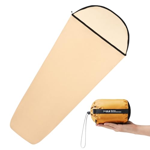 Qunature Sábanas para Sacos de Dormir, Forro para Interior de Saco de Dormir Sólo 322 g Ultraligero Portátil para Acampar, Viajar, Albergues, Trenes, Mochileros