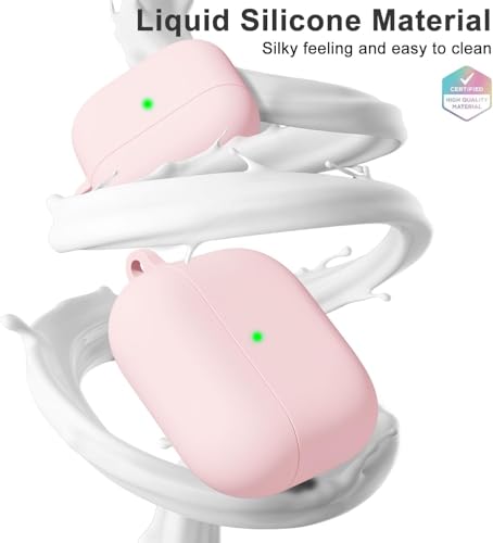 Image of Meyaar for Apple AirPods Pro 3 Case Cover with Keychain, Soft Skin Silicone Case Cover, Full Protective Case Cover Compatible with AirPods Pro (3rd Generation) Case 2025 (Pink)