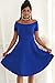 Sidefeel Women Off Shoulder Short Sleeve High Low Skater Dress Medium Blue