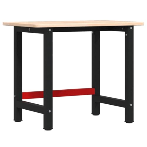 vidaXL Werkbank 100x60x81,5 cm Massivholz Eiche Rechteckig, Arbeitstisch, Werkzeugbank, Werkbank Massivholz, Werktisch, Werkbank Holz, Werkbank Metall