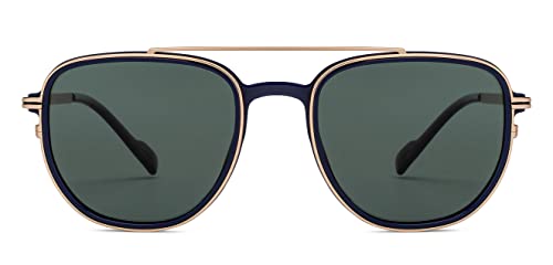 Image of Hip Hop Gold Full Rim Pilot Branded and Stylish Sunglasses For Men & Women | Polarized and 100% UV Protected | Medium | LK S15197