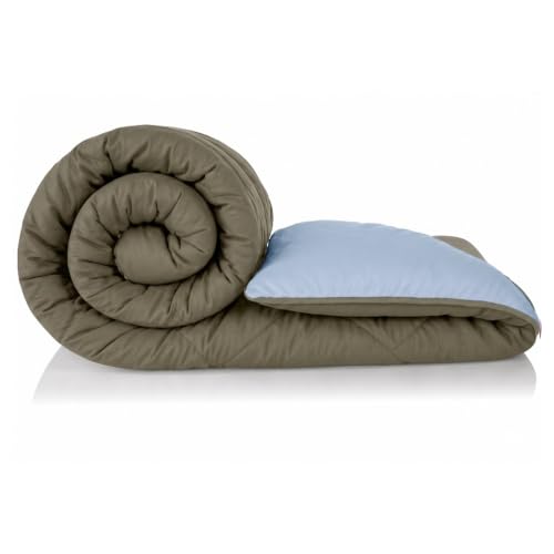 Image of DECORUM Reversible Comforter Double Bed 250 GSM | Olive Green & Baby Blue | Ultra Soft Microfiber Quilt | Lightweight All Season Comforter (228 X 223 CM)