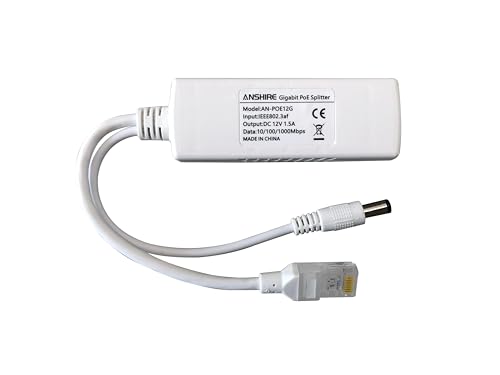 4-Pack Gigabit PoE Splitter Convertidor, Salida 12V DC, Compatible IEEE 802.3 af/at, 10/100/1000Mbps, Conector 5.5mm x 2.1mm, para Cámara IP, AP, Nodo WiFi, Teléfono IP y más, Blanco miniatura 4