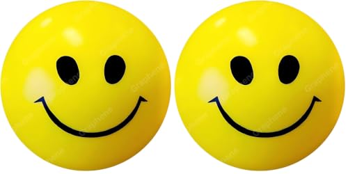 Image of GRAPHENE Stress Relief Smiley Ball Yellow Emoji Happy Smiley Face Soft Squeeze Squishy Foam Sponge Balls Hand Exercise Playing Light Weight Non Toxic Toys for Kids Adults Baby Ball (Pack of 2)