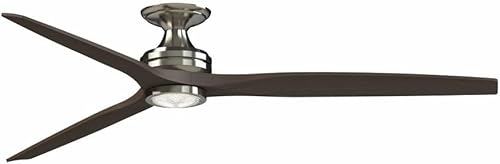 Miniatura 2 de Spitfire - 3 Blade Flush Ceiling Fan with Light Kit-21.08 Inches Tall and 72 Inches Wide-Brushed Nickel Finish-Dark Waln