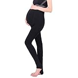 Targogo Ropa De Maternidad De Las Mujeres Leggings Elástico Llanura Slim Stretch Fit Pantalones Lápiz De Cintura Alta Embarazadas Calientes Pantalones Leggings (Color : Negro, Size : L)