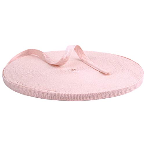 Cinta de algodón, 50 metros, cinta de espiga, cinta de tela para encuadernación, envolver regalos, adornos, manualidades, ancho de 10 mm, rosa pastel, 10mm x 50meters Cover
