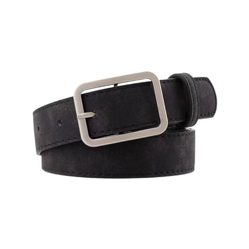 Simple and multifunctional rectangular buckle imitation leather belt, retro student men's and women's belt - Main Image