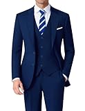 Mens Navy Blue Suit 3 Pieces Slim Fit Mens Stretch Tuxedo Suit for Wedding, Formal Dinner, Important Business Occasions, Gale, Graduation, Horse Racing Event, Anniversary Dinner (Regular, 36R)