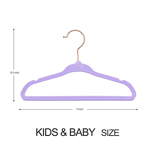 Kids Velvet Hangers,50 Pack Children Clothes Hangers Ultra Thin Non Slip Clothes Racks With 7 Pcs Baby Clothing Dividers (Light Purple) #TOP1