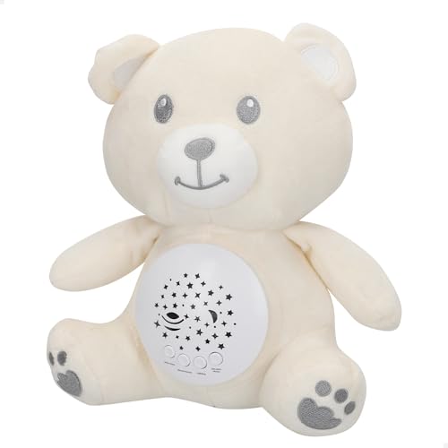 COLORBABY Genial Baby Proyector Estrellas, Osito, 25 cm, Luz Nocturna y Temporizador, Peluche quitamiedos Infantil, con Sonidos y Ruido Blanco bebé, Regalo recién Nacido, Regalos para bebés (34034)