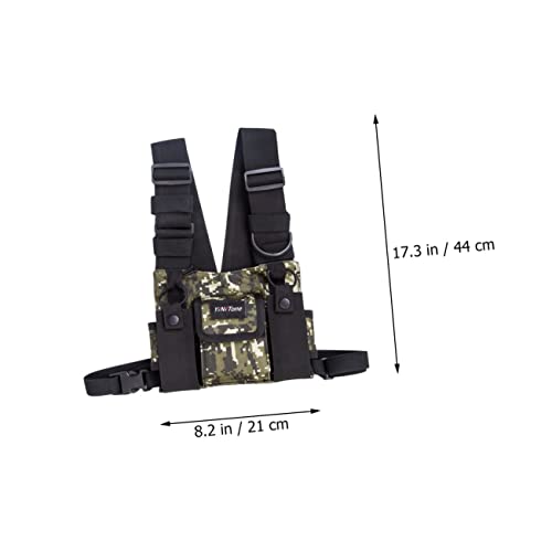 Hemobllo Colete De Couro Para Peito De Rádio Arnês De Rádio Colete Externo Utilitário Bolsa De Equip