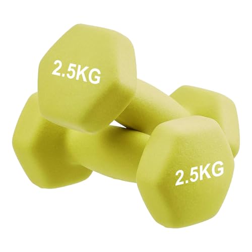 Image of AmazonBasics Neoprene Dumbbell Pair, 2 x 2.5Kg (Green)