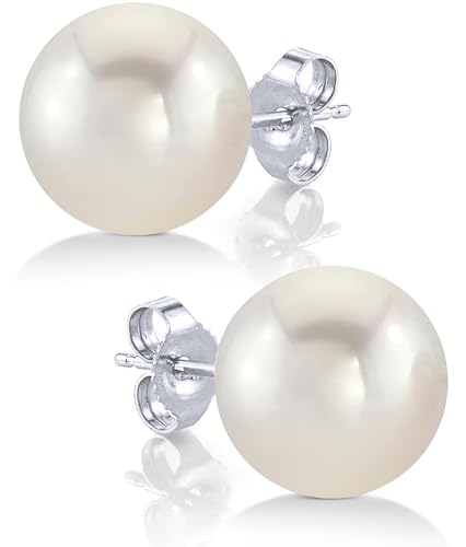 THE PEARL SOURCE Real Pearl Stud Earrings for Women, 14K