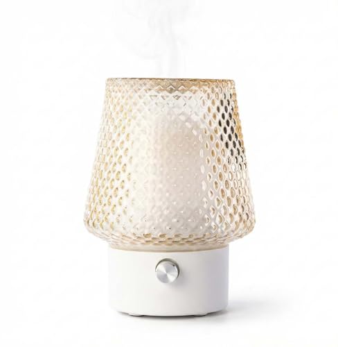 MULIN Diffusore di Oli Essenziali in Vetro, 100ML Diffusore Aromaterapia ad Ultrasuoni Ultra Silenzioso, 7 Colori LED, Senza BPA, Profumatore Ambiente per Relax e Benessere