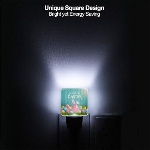 Image of Futterya Plug-in LED Night Light, Happy Easter Grass Bunny Ear Set of 2 Dusk-to-Dawn Auto Sensor Decor Lamp