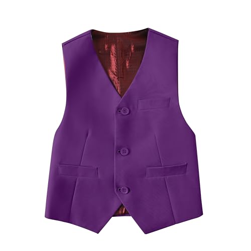 Image of Boys Formal Suit Vest Kids 3 Button Adjustable Back Strap Toddler Vests