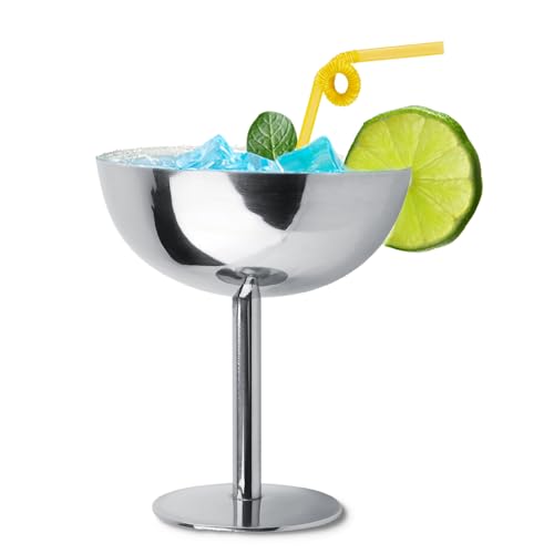 Hapivida Coppe Gelato, Ø 10cm 200ml Tazza per Gelato in Acciaio Inossidabile Vintage Ciotola per Gelato Rotondo da Dessert con Piede, Bicchieri da Gelato Yogurt Snack Tazze Caramelle Ciotele (Tall)