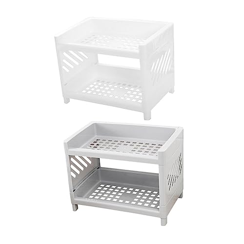Alipis 2 Piezas Estante Bookshelf portalibros organizadores armarios repisa para baños montado Doble Soporte de plástico para condimentos Organizador de encimera de plastico el plastico