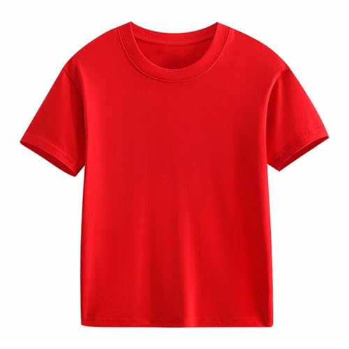 Kids Short Sleeve Athletic Shirts Quick-Dry Solid Basic Casual Tee Tops for Girls Boys Cotton Pullover Sweatshirt
