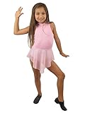 Vivian's Fashions Dancewear - Girls Attached Mesh Skirt Sleeveless Leotard (Pink, Medium)
